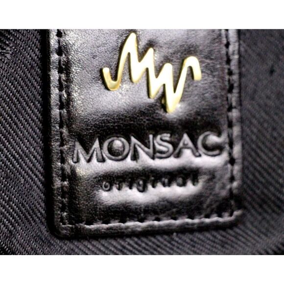 Monsac SMOOTH BLACK REAL LEATHER CLASSIC BUSINESS SATCHEL TOTE BAG HANDBAG PURSE - Picture 11 of 15